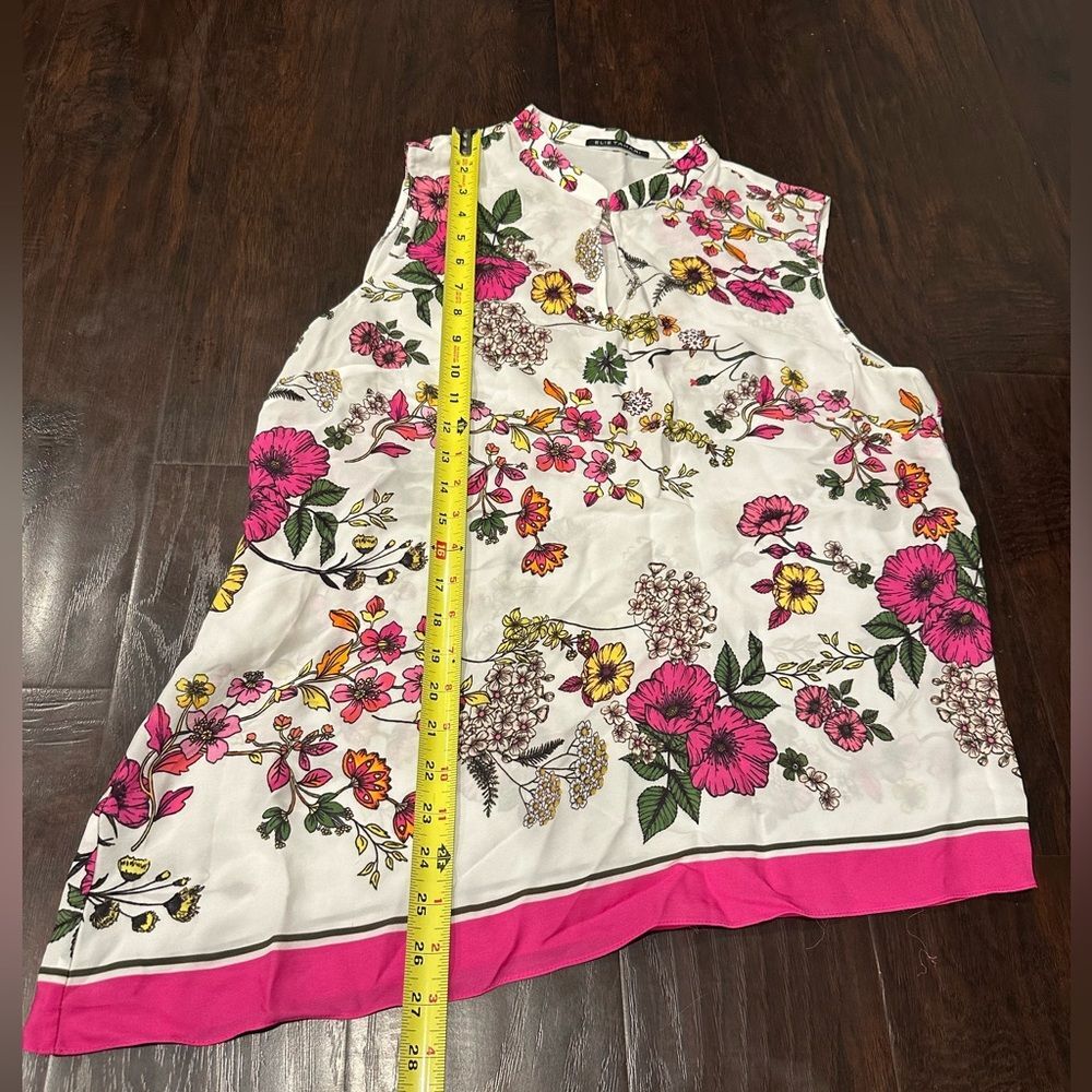 Elie Tahari Wylie Floral Sleeveless Blouse Top Size Women's Medium - Picture 10 of 11